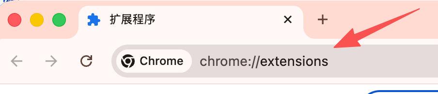 通过浏览器地址栏打开 Chrome 扩展程序页面