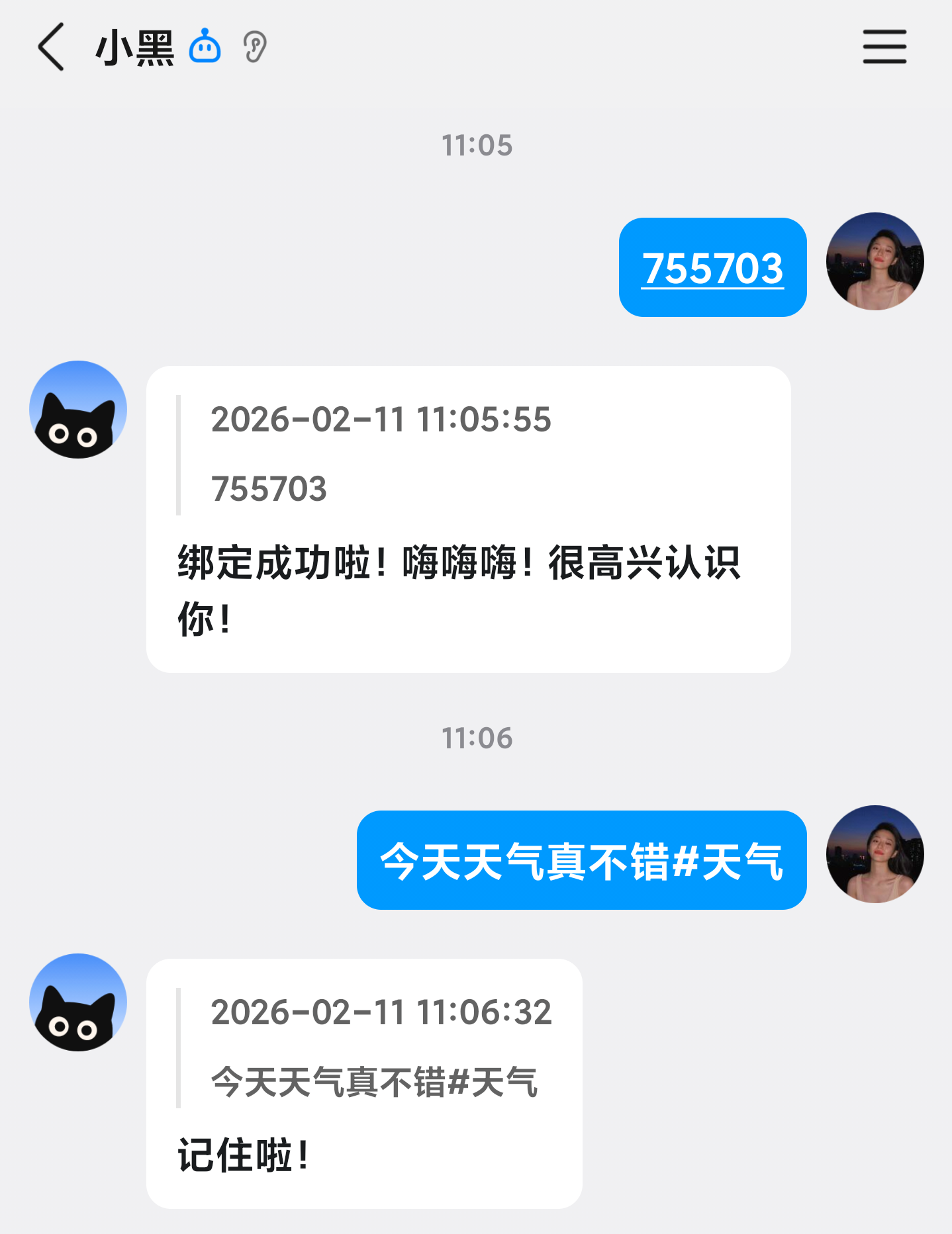 向 QQ 助手发送带标签的文字